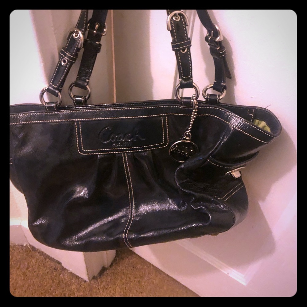 Dark blue shiny authentic coach bag